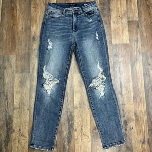 Judy Blue Boyfriend Fit 5/27 Distressed Jeans Stretch jb82332dk